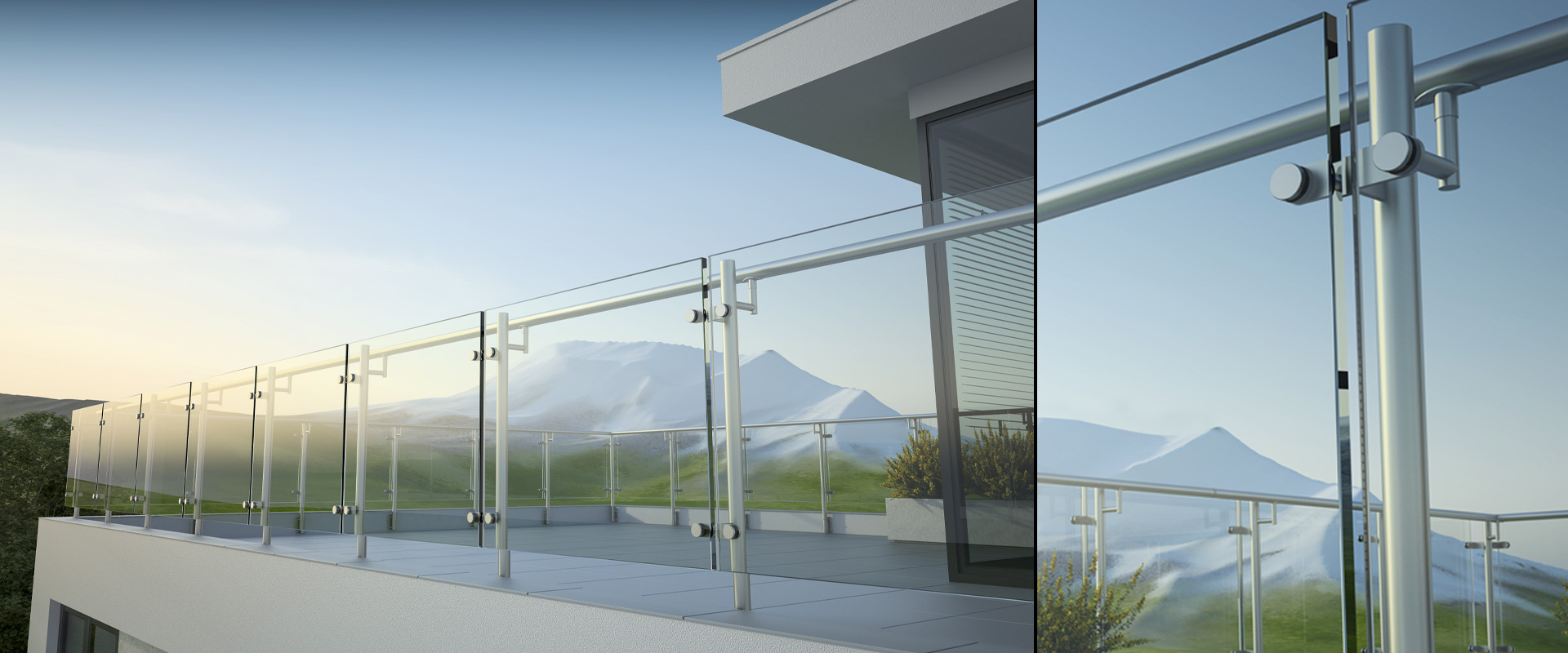 Glass Modular Round Balustrade